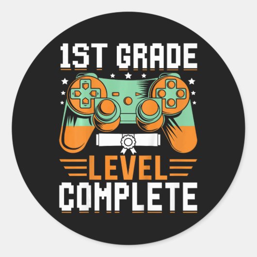 Sticker Rond 1ère année Niveau Complet Graduation Vidéo Jeu Con (Devant)