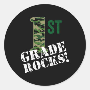 Sticker Rond 1ère année Rocks Camo Premier grade Retour à l'éco