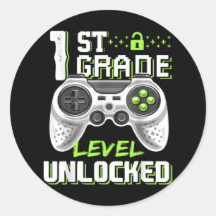 Sticker Rond 1ère classe Jeu déverrouillé Premier jour de l'