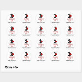 Sticker Rond 1ère fille anniversaire - Bug dame - 1 - coccinell (Feuille)