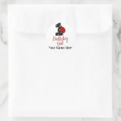 Sticker Rond 1ère fille anniversaire - Bug dame - 1 - coccinell (Sac)