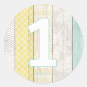 Sticker Rond 1ère Monnaie d'anniversaire & Bois rustique jaune  (Devant)
