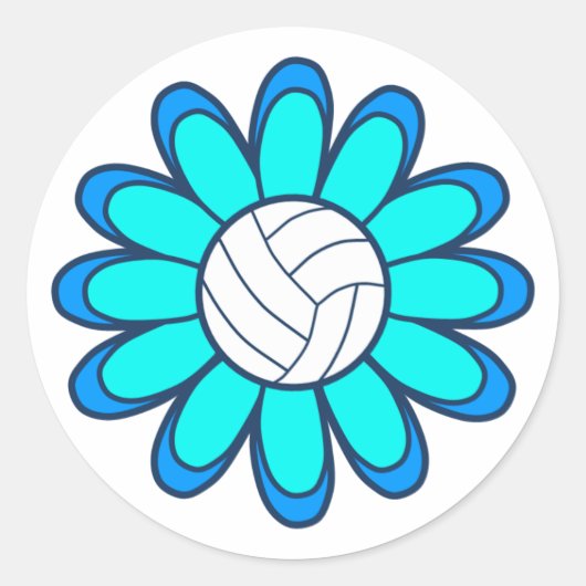 Sticker Rond 1Fille de volley-ball Aqua (Devant)