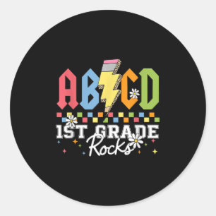 Sticker Rond 1re année Rocks ABCD retour à l'école drôle Rock T