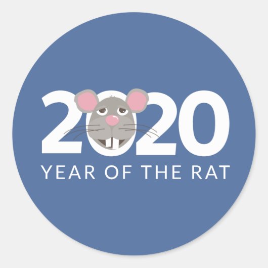 Sticker Rond 2020 année de l'autocollant de rat (Devant)