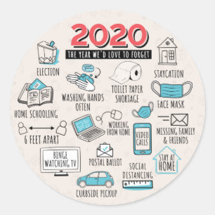 Sticker Rond 2020 Année de quarantaine pour oublier la commémor