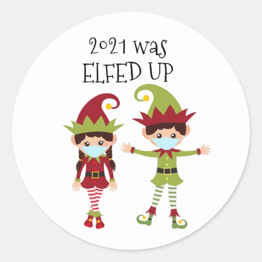 Sticker Rond 2020 est Elfed up drôle 2020 (Devant)