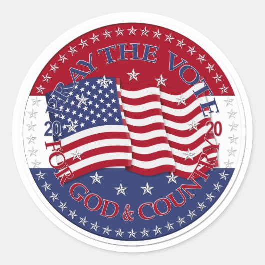 Sticker Rond 2020 Priez Le Vote Pour Dieu Et Le Pays Drapeau (Devant)