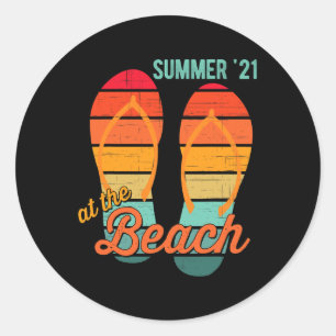 Sticker Rond 2021 Summer Family Beach Vacation Matching F