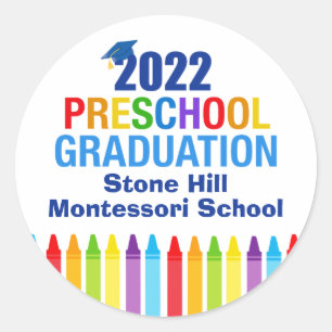 Sticker Rond 2022 Graduation préscolaire Cute Custom School Pa