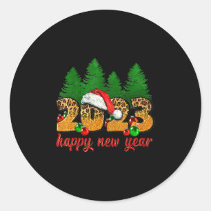Sticker Rond 2023 Joyeux Nouvel An Leopard Nouvel An Soirée Su
