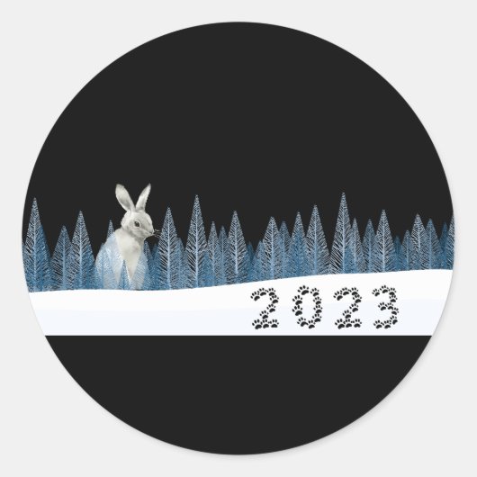 Sticker Rond 2023 L'Année Du Lapin, Nouvel An (Devant)