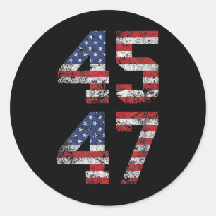 Sticker Rond 2024 45 47 Vintage American Flag Retro 4547 Us 202