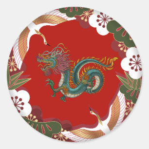 Sticker Rond 2024, Année Dragon