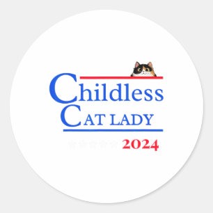 Sticker Rond 2024 Chemise sans enfant Chat Lady 2024 Vote Kamal