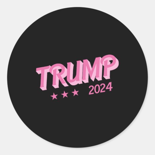 Sticker Rond 2024 - Drôle Donald Trump - Lettres de bulle rose (Devant)