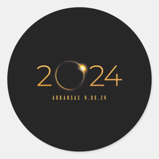 Sticker Rond 2024 Éclipse Solaire Arkansas Totalité Printemps 4 (Devant)