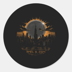 Sticker Rond 2024 Éclipse solaire totale 8 avril New York