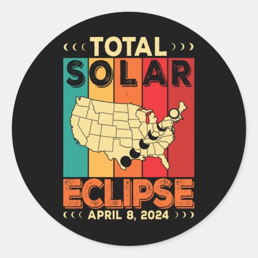 Sticker Rond 2024 Éclipse solaire totale Avril (Devant)