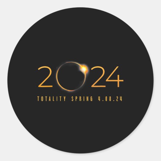 Sticker Rond 2024 Solar Eclipse Américain Totality Spring 4.08. (Devant)