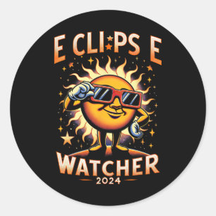 Sticker Rond 2024 Total Solaire Eclipse Watcher Solaire Porteur