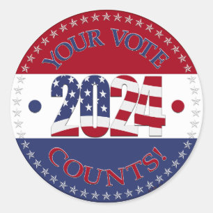 Sticker Rond 2024 Votre vote compte le drapeau américain