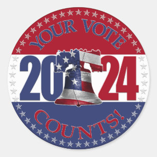 Sticker Rond 2024 Votre Vote Compte Liberty Bell