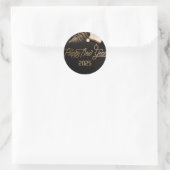 Sticker Rond 2025 Bonne année Black Custom Gold Business (Sac)