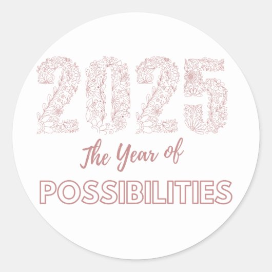 Sticker Rond 2025 L'année des possibilités Floral (Devant)