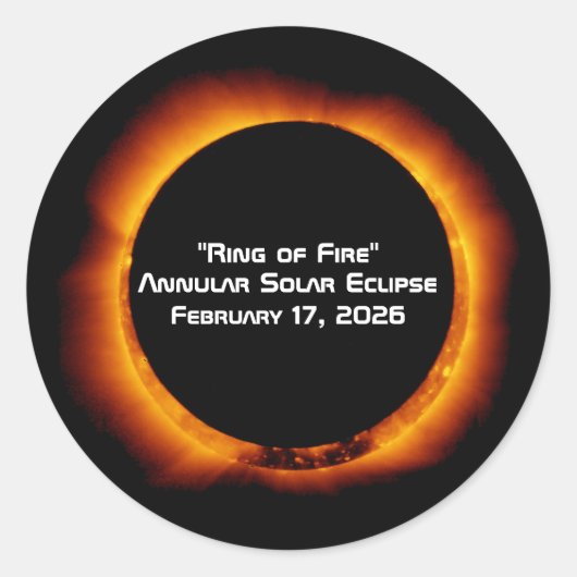 Sticker Rond 2026 Annular Ring of Fire Solar Eclipse (Devant)