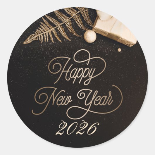 Sticker Rond 2026 Bonne année Black Custom Gold Business (Devant)