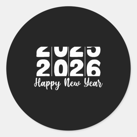 Sticker Rond 2026 Happy New Year Bold Numbers Celebration Party (Devant)