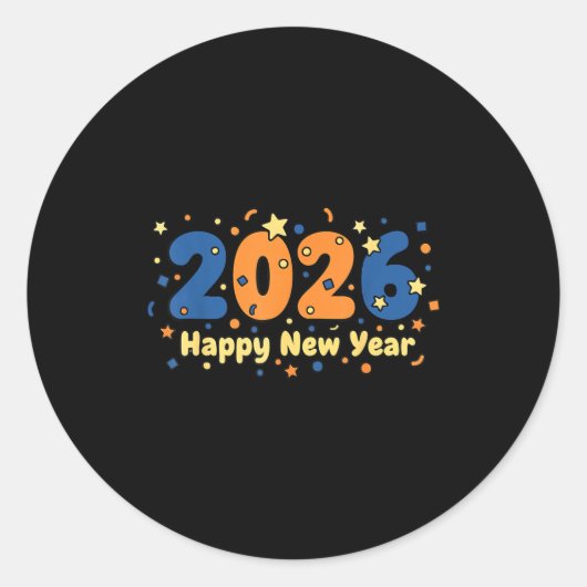 Sticker Rond 2026 Happy New Year Fireworks Celebration  (Devant)