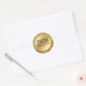 Sticker Rond 2026 heureux new year gold chic (Enveloppe)