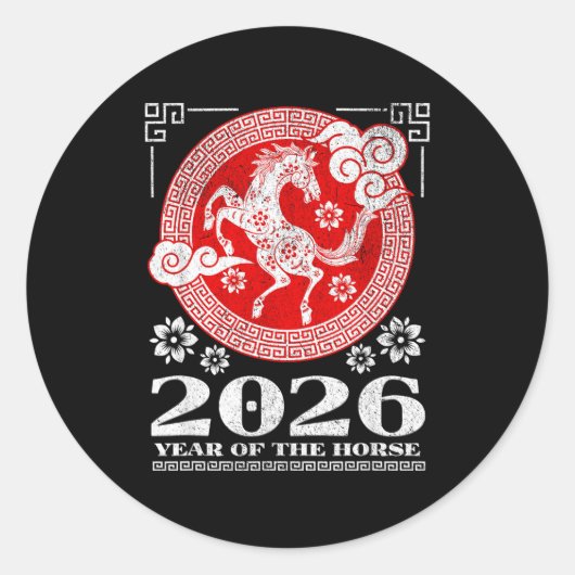 Sticker Rond 2026 Lunar Chinese New Year Fire Horse  (Devant)