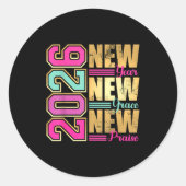 Sticker Rond 2026 New Year New Grace New Praise Retro Nge Desig (Devant)