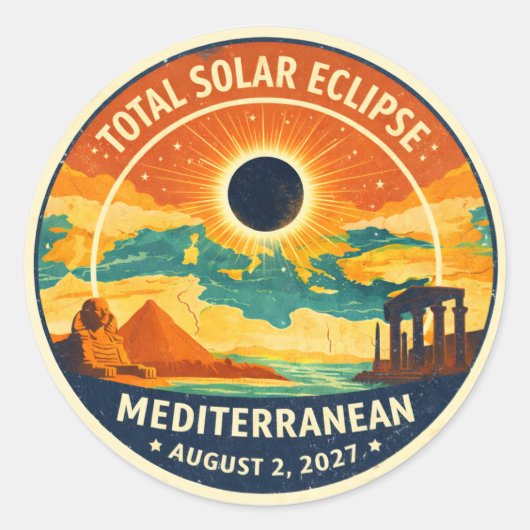 Sticker Rond 2027 Mediterranean Solar Eclipse (Devant)
