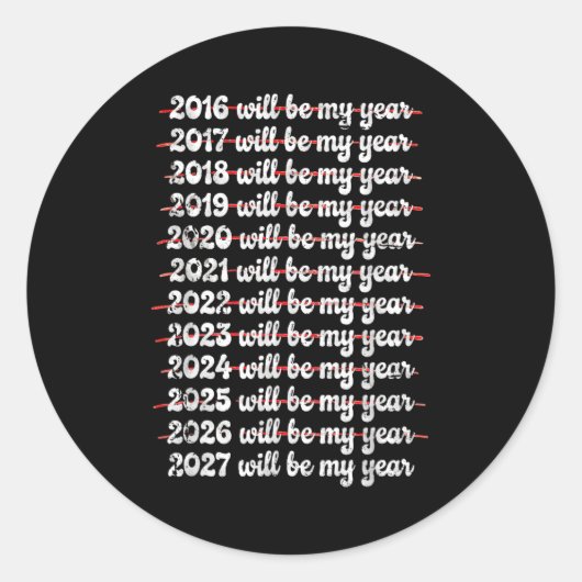 Sticker Rond 2027 Will Be My Year Procrastination New Year Reso (Devant)