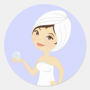 Sticker Rond 20 - 1,5" Bâton d'affaires Bleu Spa Damas Massage