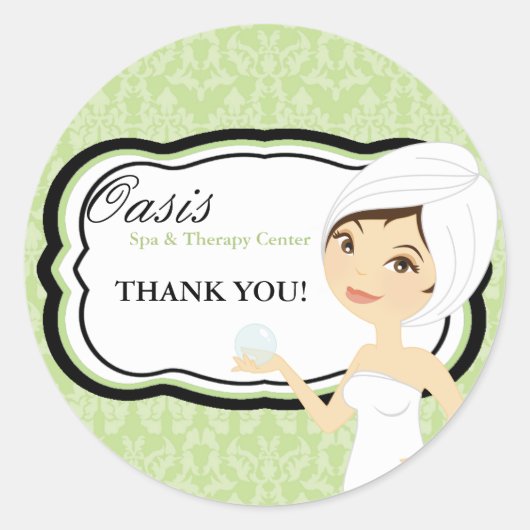 Sticker Rond 20 - 1,5" Bâton d'affaires - Massage Spa Damas ver (Devant)