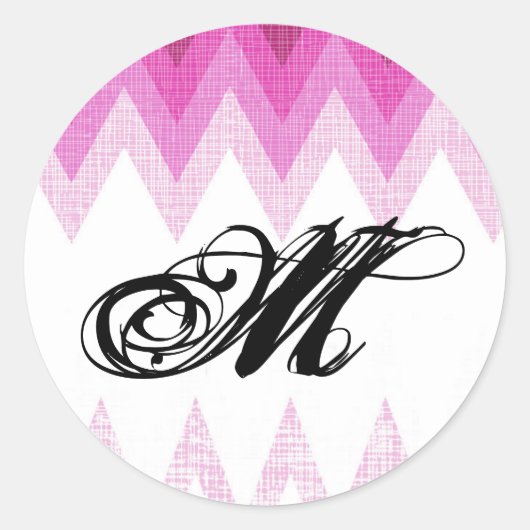 Sticker Rond 20 - 1,5 Envelope Sceau Ombre Pink Chevron (Devant)