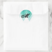 Sticker Rond 20 - 1,5 Envelope Sceau Ombre Turquoise Chevron (Sac)
