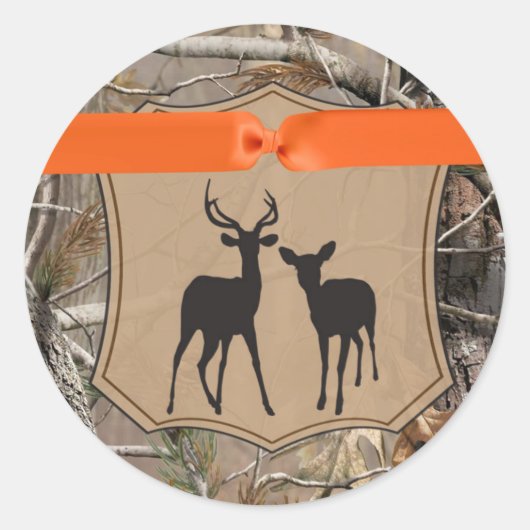 Sticker Rond 20 - 1,5 Enveloppe Chasse au phoque Cerf Doe Buck (Devant)