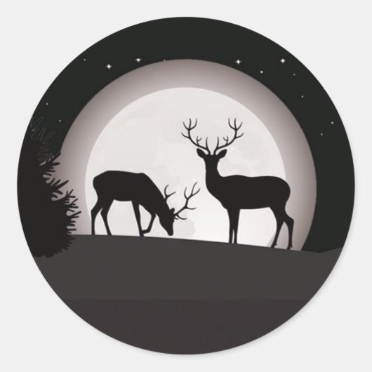 Sticker Rond 20 - 1,5 Enveloppe Chasseurs de phoques Lune Cerf (Devant)
