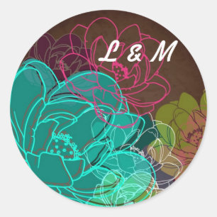 Sticker Rond 20 - 1,5 Enveloppe Fleur florale de printemps de n