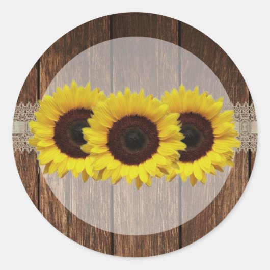 Sticker Rond 20 - 1,5 Enveloppe Pays du phoque Tournesol Bois (Devant)