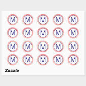 Sticker Rond 20 - 1,5 Enveloppe Phoque Corail Marine Bleu Chevr (Feuille)