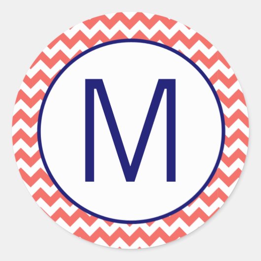 Sticker Rond 20 - 1,5 Enveloppe Phoque Corail Marine Bleu Chevr (Devant)