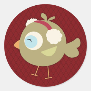 Sticker Rond 20 - 1,5" Enveloppe Phoque d'hiver Birdy / Earmuff