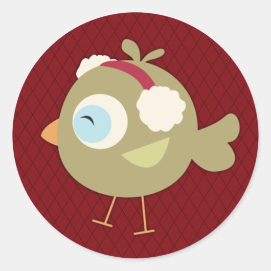 Sticker Rond 20 - 1,5" Enveloppe Phoque d'hiver Birdy / Earmuff (Devant)